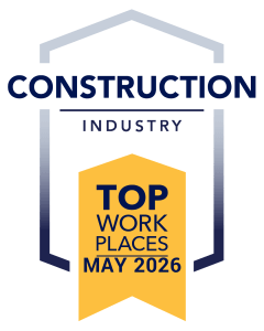Award badge: Construction Industry Top Workplaces May 2026